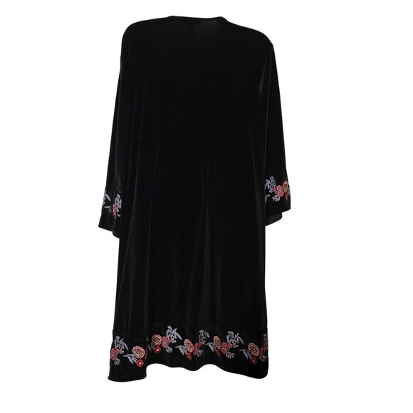Black Velvet Floral Embroidered Kimono Cardigan Torrid Plus Size - Picture 10 of 13